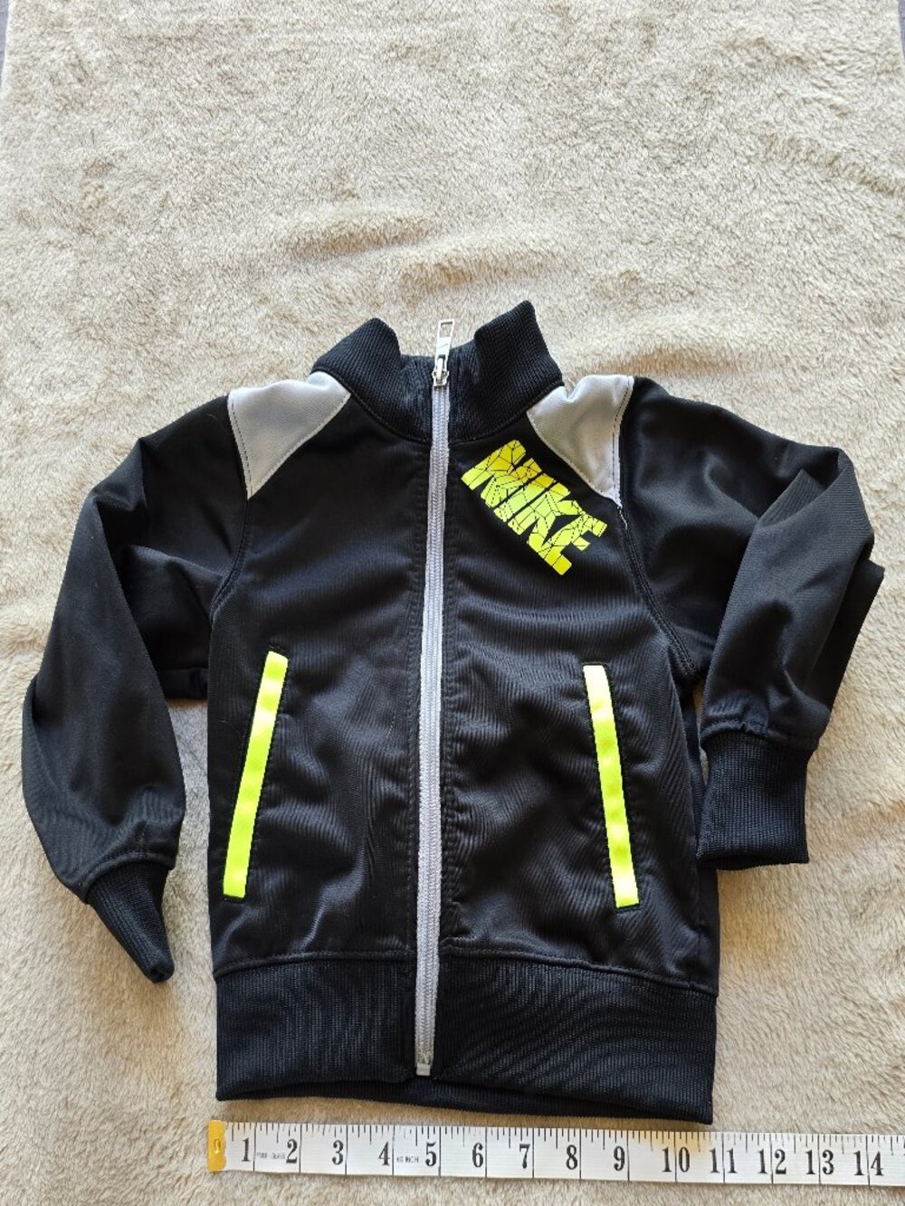 Nike Toddler Boys Full Zip Track Jacket Black Neon Green Size 2T